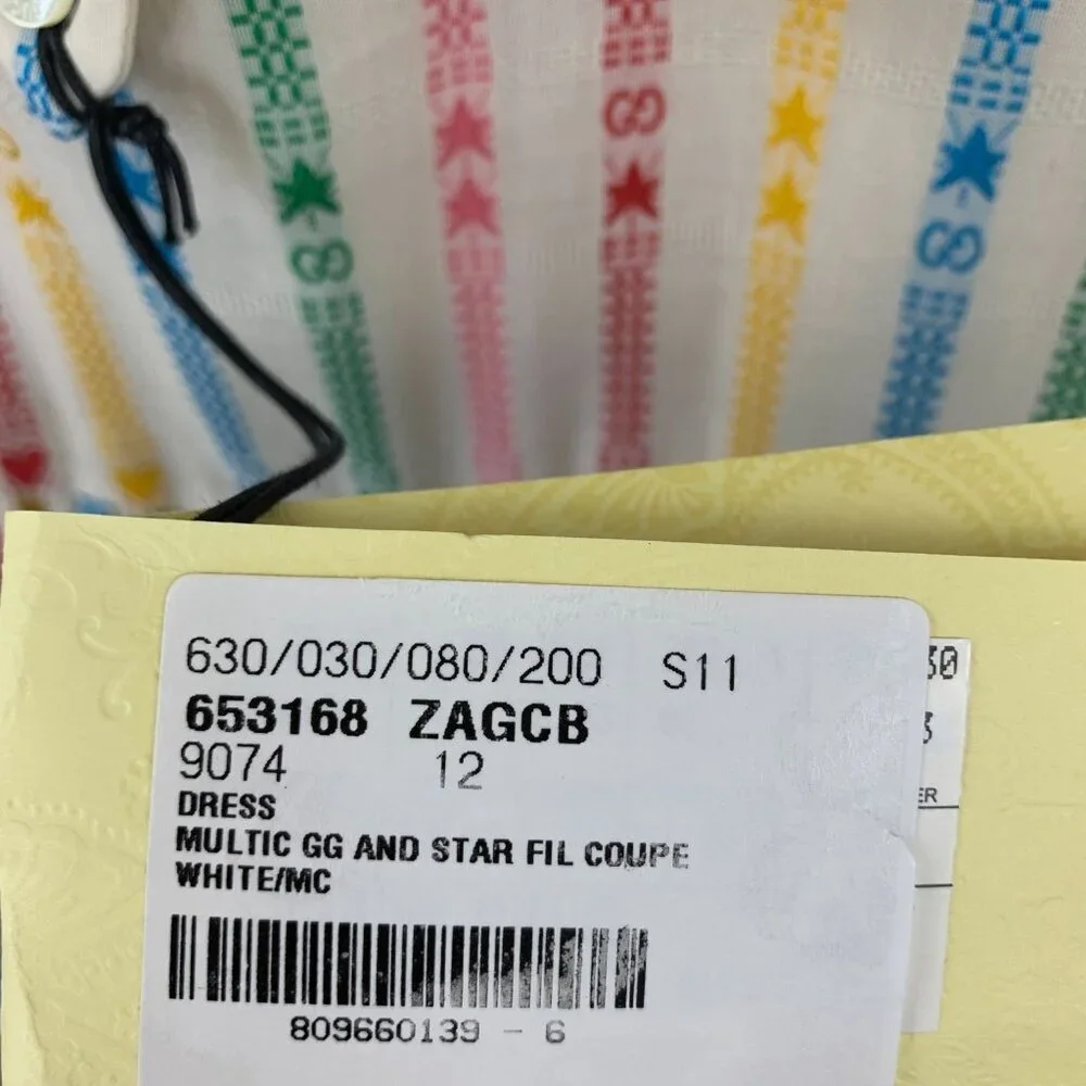 NWT Gucci Kids cotton Multicolor embroidered stripe dress size 12 - Picture 9 of 11